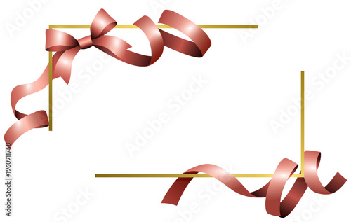 赤いリボンとゴールドフレームで装飾された華やかで上品なギフトカード風デザイン背景素材
