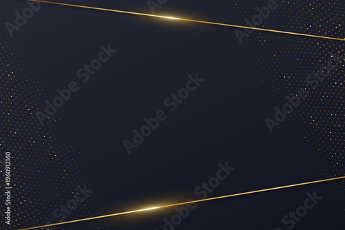 ネイビーカラーにゴールドのラインとドットが輝くラグジュアリーで上品なビジネス向け抽象背景デザイン