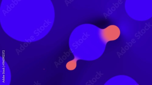 Multiple Animated Liquid Blob Shapes Floating on Dark Blue Gradient Background, Horizontal 4K Loop