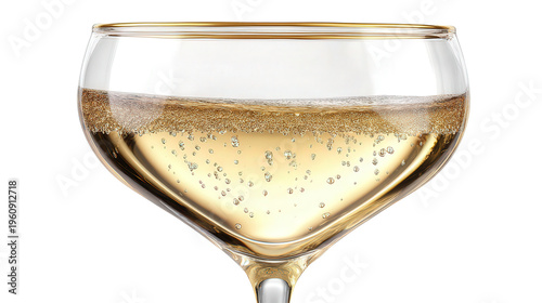 Elegant champagne glass transparent detail background isolated on a Transparent background, PNG file.