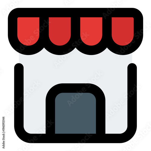 Shop Filled Line Icon Vector, Bold Outline Ecommerce and Shopping Symbol for Online Store and Marketplace Concept