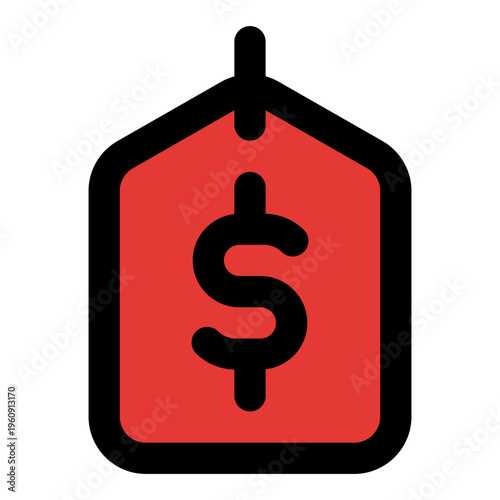 Price Tag Filled Line Icon Vector, Bold Outline Ecommerce and Shopping Symbol for Online Store and Marketplace Concept