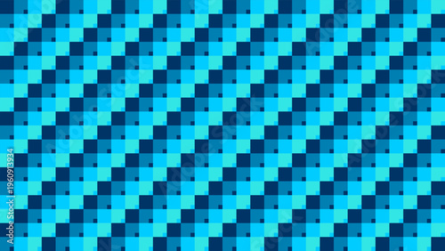 Abstract Neon Blue Stepped Geometric Pattern Vector Background with Layered Cyan Vector Shapes