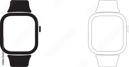 Fitness Watch. 
Digital wearable vector icon.