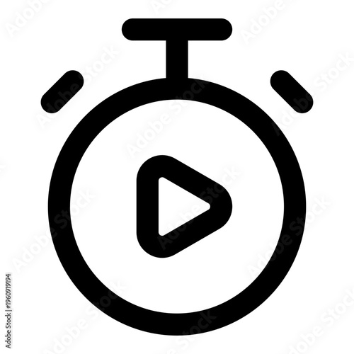 Start Line Icon Vector, Minimalist Outline Time and Clock Symbol for Timer, Schedule, and Productivity Concept