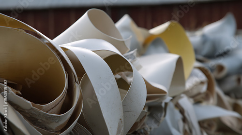 Abstract Close-up of Curved Paper Shapes in Neutral Tones, Showcasing Texture and Form in a Soft, Natural Light Setting