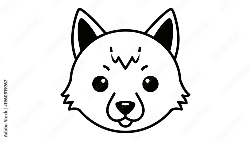 Fototapeta premium Cartoon wolf head illustration isolated on white background for design