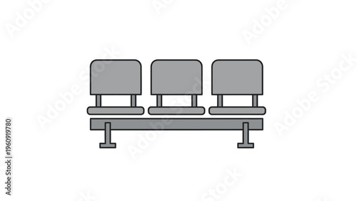 Three gray chairs aligned horizontally for waiting area or public space use