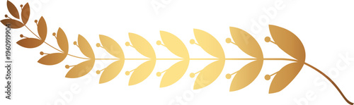 Award gold laurel branch. Laurel Leadership wreath. Sports emblem of winner. Golden olive branch as symbol of victory. Graduation frame. Vector Illustration EPS 10.
