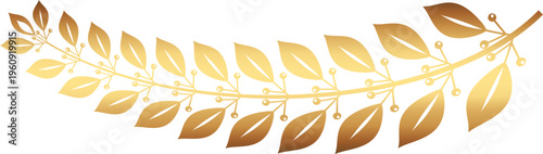 Award gold laurel branch. Laurel Leadership wreath. Sports emblem of winner. Golden olive branch as symbol of victory. Graduation frame. Vector Illustration EPS 10.