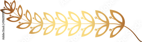Award gold laurel branch. Laurel Leadership wreath. Sports emblem of winner. Golden olive branch as symbol of victory. Graduation frame. Vector Illustration EPS 10.