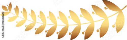 Award gold laurel branch. Laurel Leadership wreath. Sports emblem of winner. Golden olive branch as symbol of victory. Graduation frame. Vector Illustration EPS 10.