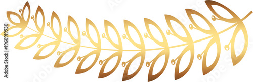 Award gold laurel branch. Laurel Leadership wreath. Sports emblem of winner. Golden olive branch as symbol of victory. Graduation frame. Vector Illustration EPS 10.