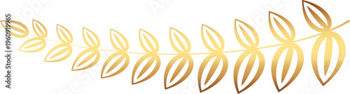 Award gold laurel branch. Laurel Leadership wreath. Sports emblem of winner. Golden olive branch as symbol of victory. Graduation frame. Vector Illustration EPS 10.