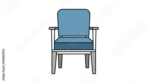 Modern blue chair illustration isolated on white background for design