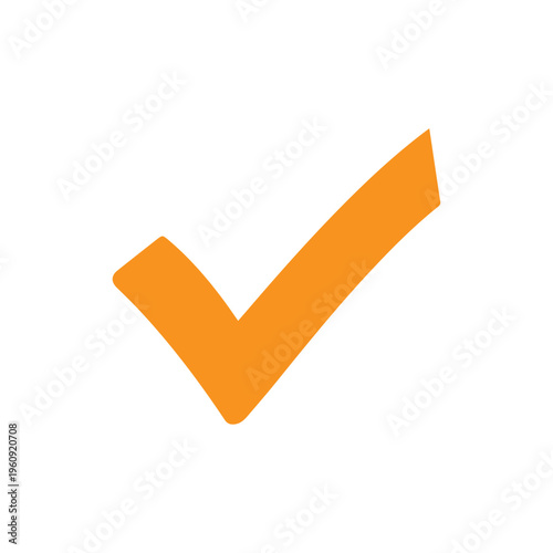 Orange checkmark symbol, drawn in a casual, hand-sketched style, signifies approval and completeness on a clean white background.