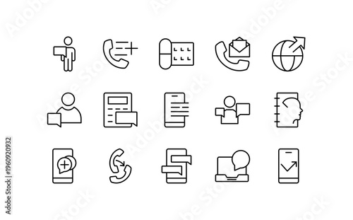 Contact us vector icons. Editable stroke