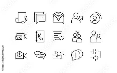 Contact and Communication linear icon collection