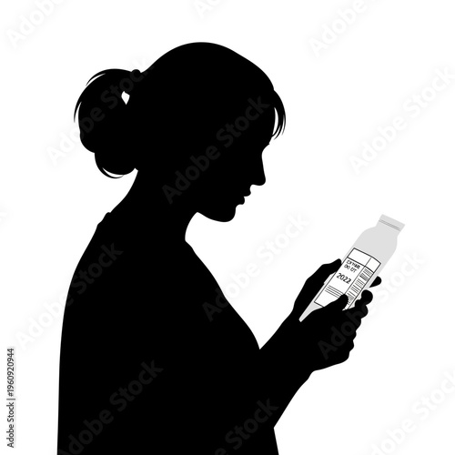 Woman reading a newspaper silhouette.