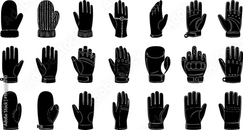 Comprehensive Gloves and Mittens Icon Set - Winter Apparel and Sports Handwear Vector Collection
