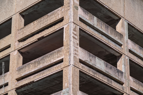 Bilde på lerret Brutalist Architecture on a Building Corner.
