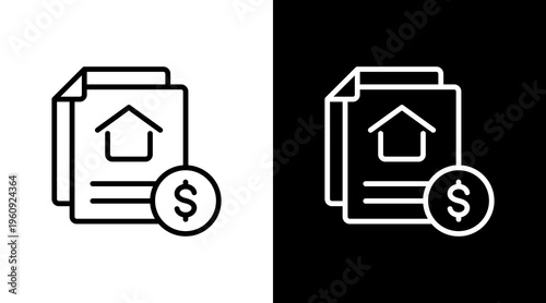 Mortgage White Icon Set Design