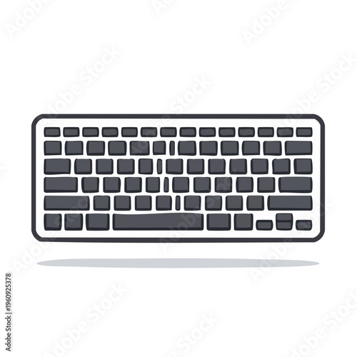 Modern flat design computer keyboard with shadow and clean white background illustration