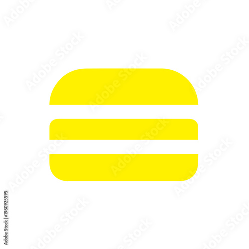 Fluorescent yellow abstract sandwich graphic serves as a modern, bold icon for mobile food ordering applications.