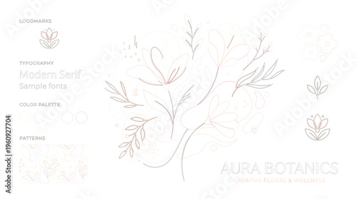 Botanical Brand Identity Kit Logo Designs, Typography, and Floral Patterns for a Natural Aesthetic