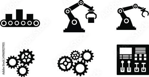 Industrial automation and manufacturing icons