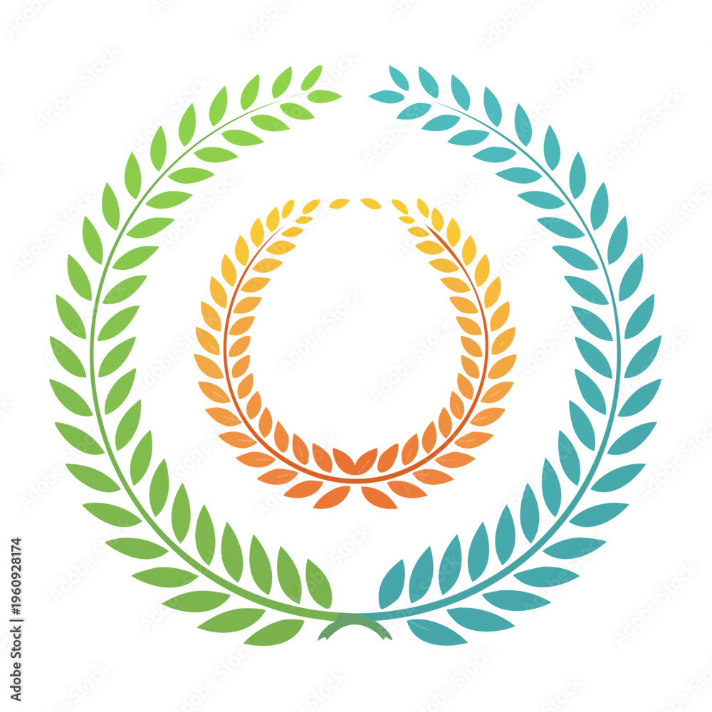 Obraz premium Colorful Laurel Wreaths Celebrating Achievement and Victory