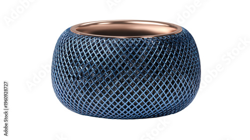 Modern Bluetooth speaker with mesh design isolated on white background