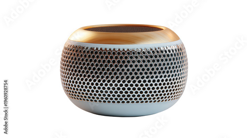 Modern Bluetooth speaker with mesh design isolated on white background