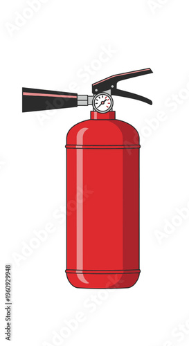 Red Fire Extinguisher with Black Nozzle.
