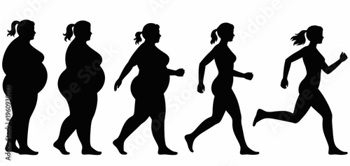 Human Evolution Silhouette Sequence from Ape to Modern Walking Man Vector Illustration