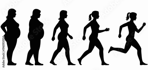 Human Evolution Silhouette Sequence from Ape to Modern Walking Man Vector Illustration