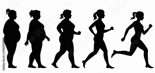Human Evolution Silhouette Sequence from Ape to Modern Walking Man Vector Illustration