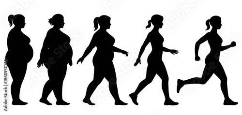 Human Evolution Silhouette Sequence from Ape to Modern Walking Man Vector Illustration