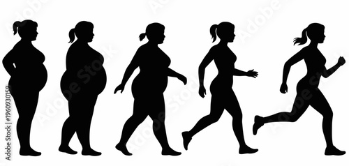 Human Evolution Silhouette Sequence from Ape to Modern Walking Man Vector Illustration