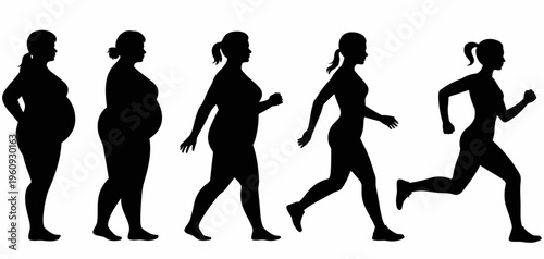 Human Evolution Silhouette Sequence from Ape to Modern Walking Man Vector Illustration