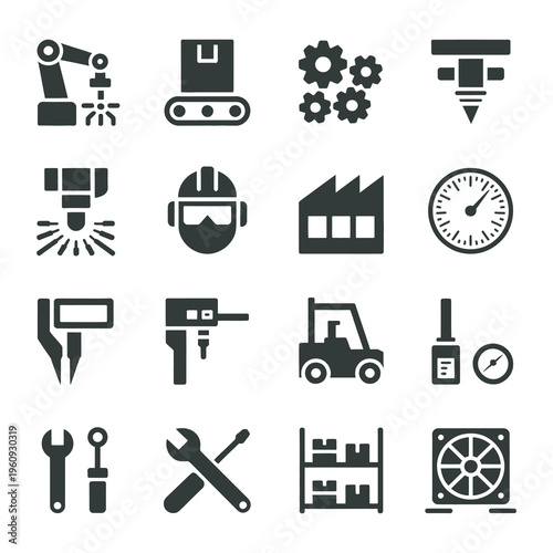 Automotive Vehicle Repair Service and Mechanic Tool Icon Set