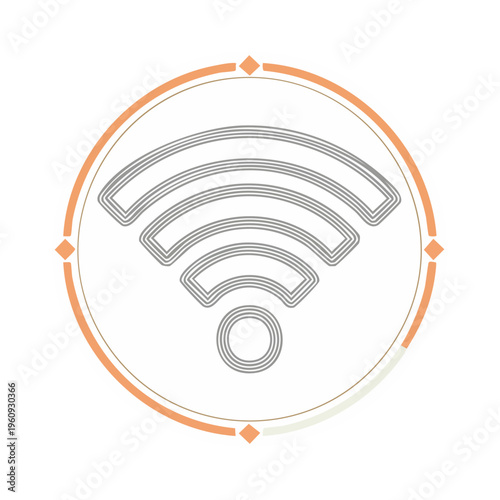 Modern Wi-Fi Signal Icon with Decorative Circular Border and Geometric Accents