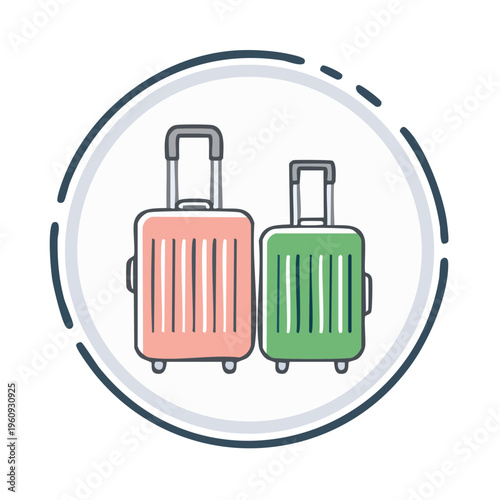 Two Colorful Rolling Suitcases Ready for Travel Adventures