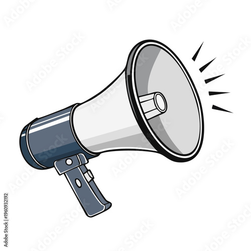 Retro Megaphone Broadcasting Sound Waves With Intensity