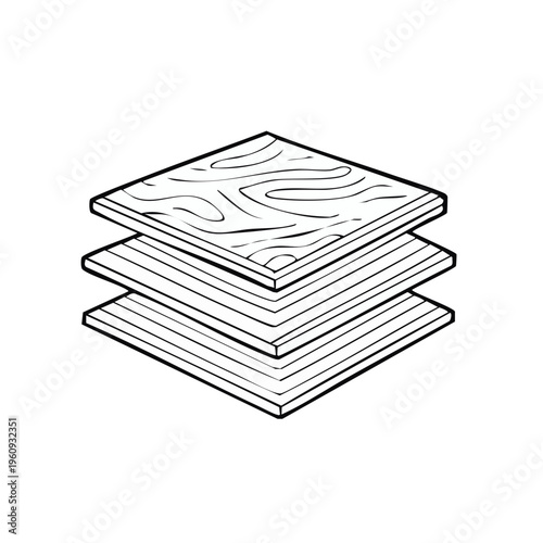 Stacked Wooden Layers with Wood Grain Pattern and Lines