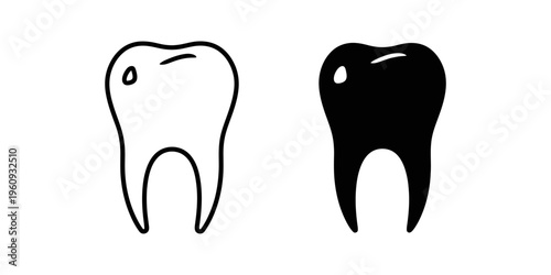 healthy vs decayed tooth comparison flat design vector illustration