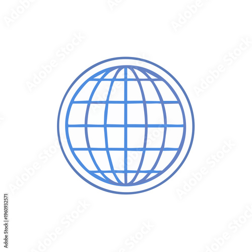 Simple blue globe icon with latitude and longitude lines