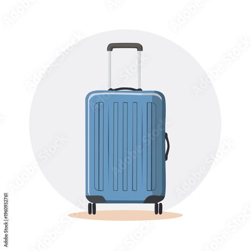 Blue Rolling Luggage Bag with Extendable Handle and Wheels Illustration