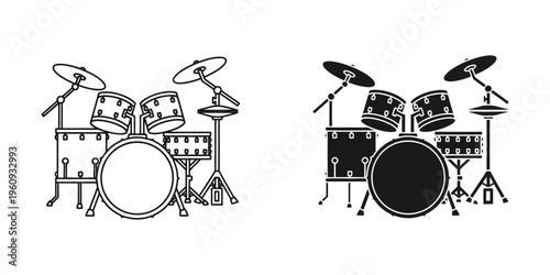 drum set isolated on white background flat design vector illustration