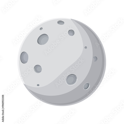 Stylized Full Moon with Crater Details and Shadow Curve